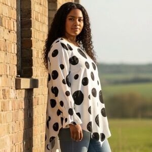 Alfani Black and White Polka Dot Blouse